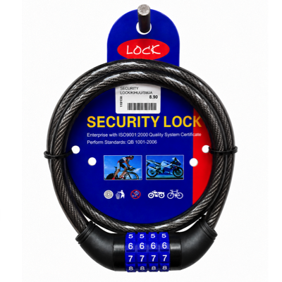 KIHUU Bicycle Cable 4-DIGIT Combination Lock 12MM X 800MM
